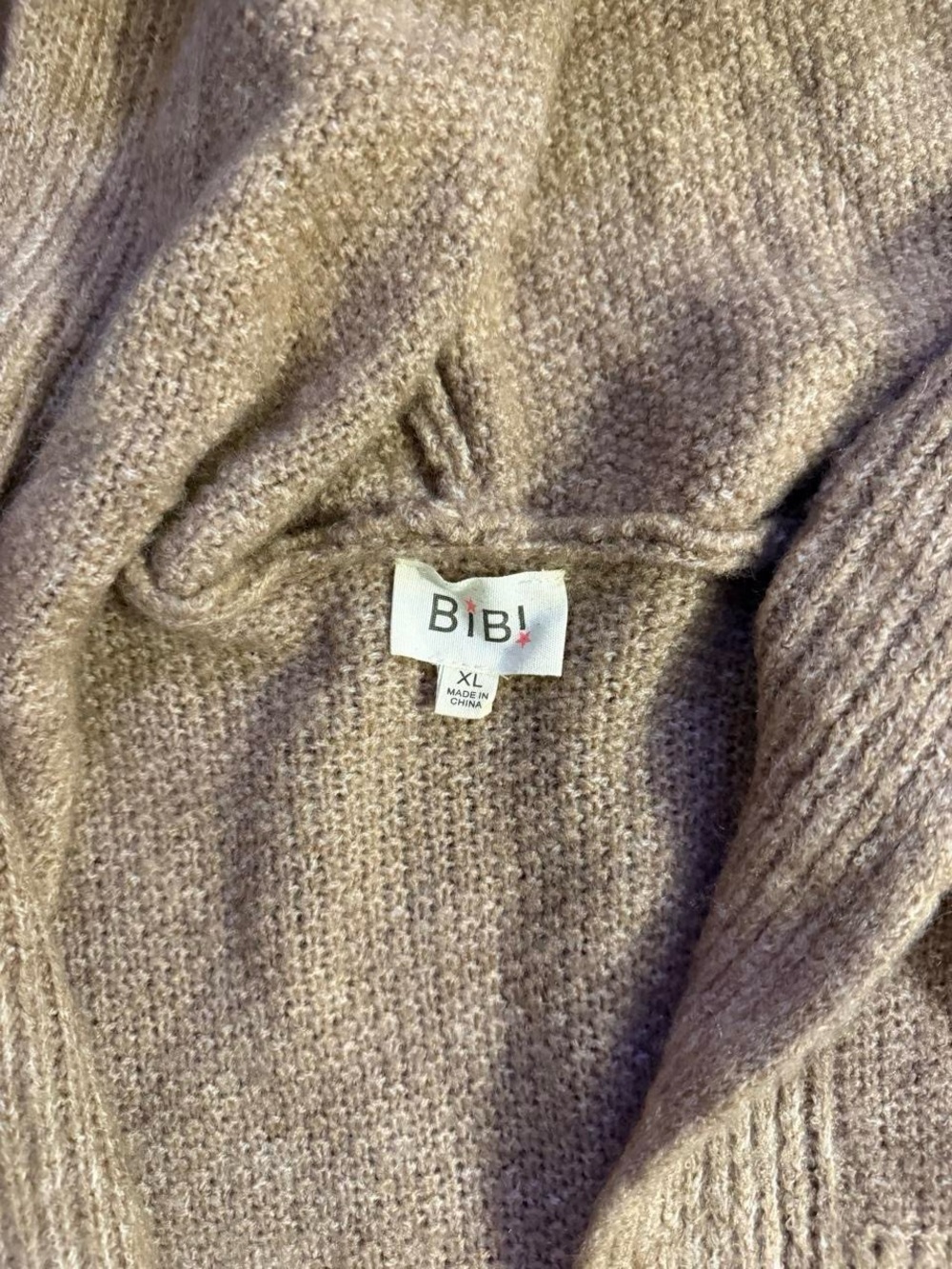 BiBi Knit Hooded Open Cardigan - Light Taupe - Picture 2 of 2